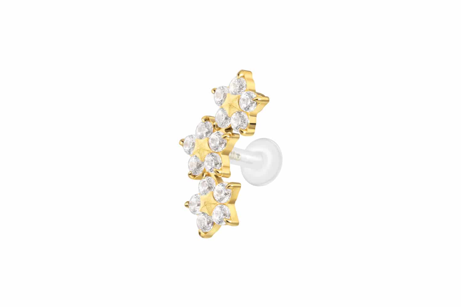 PTFE Labret Piercing mit Innengewinde + Titan-Aufsatz 3 KRISTALLBLUMEN